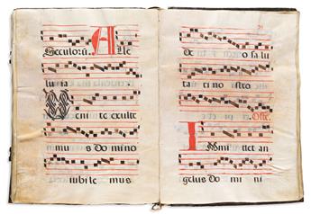 Antiphonal Manuscript in Wooden Boards. Missa de Pentecostes.